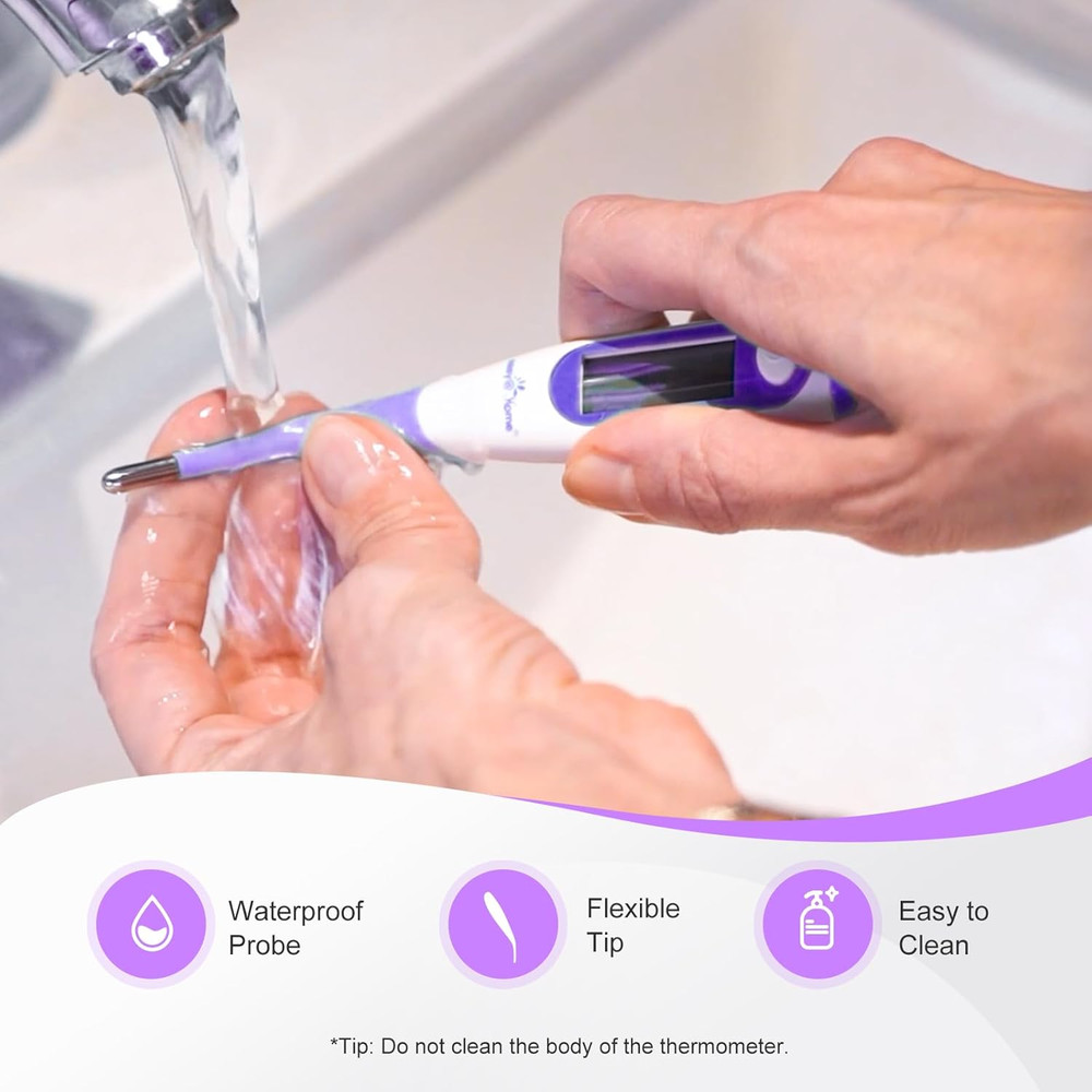 Easy@Home Digital Basal Thermometer with Large Backlight LCD Display, 1/100th De