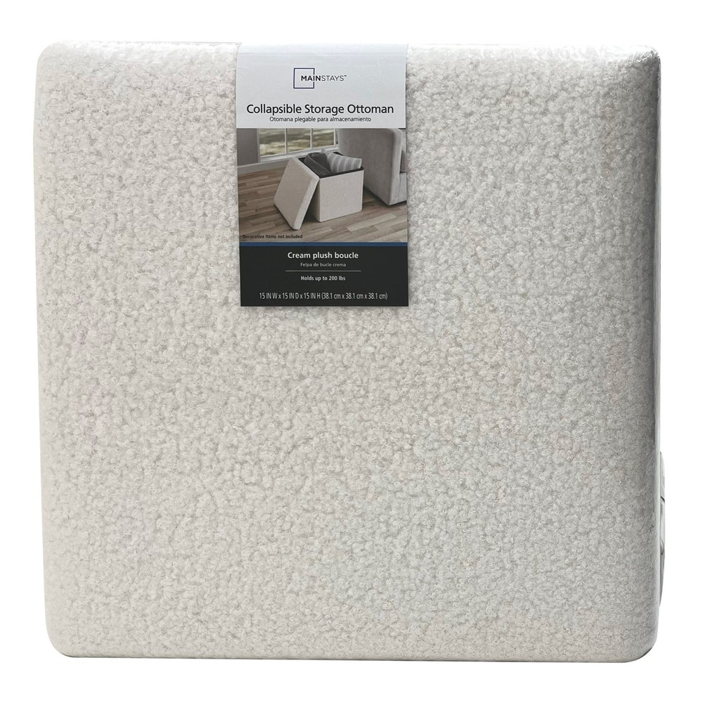 Collapsible Storage Ottoman Cream