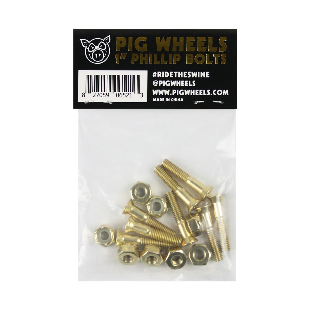Pig Skateboard Mounting Hardware Phillips Gold 1"