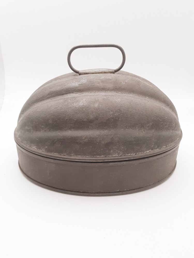 2qt Antique Mold Aspic Pudding Mousse Ice Cream Two Part Melon Shape Tin NYC