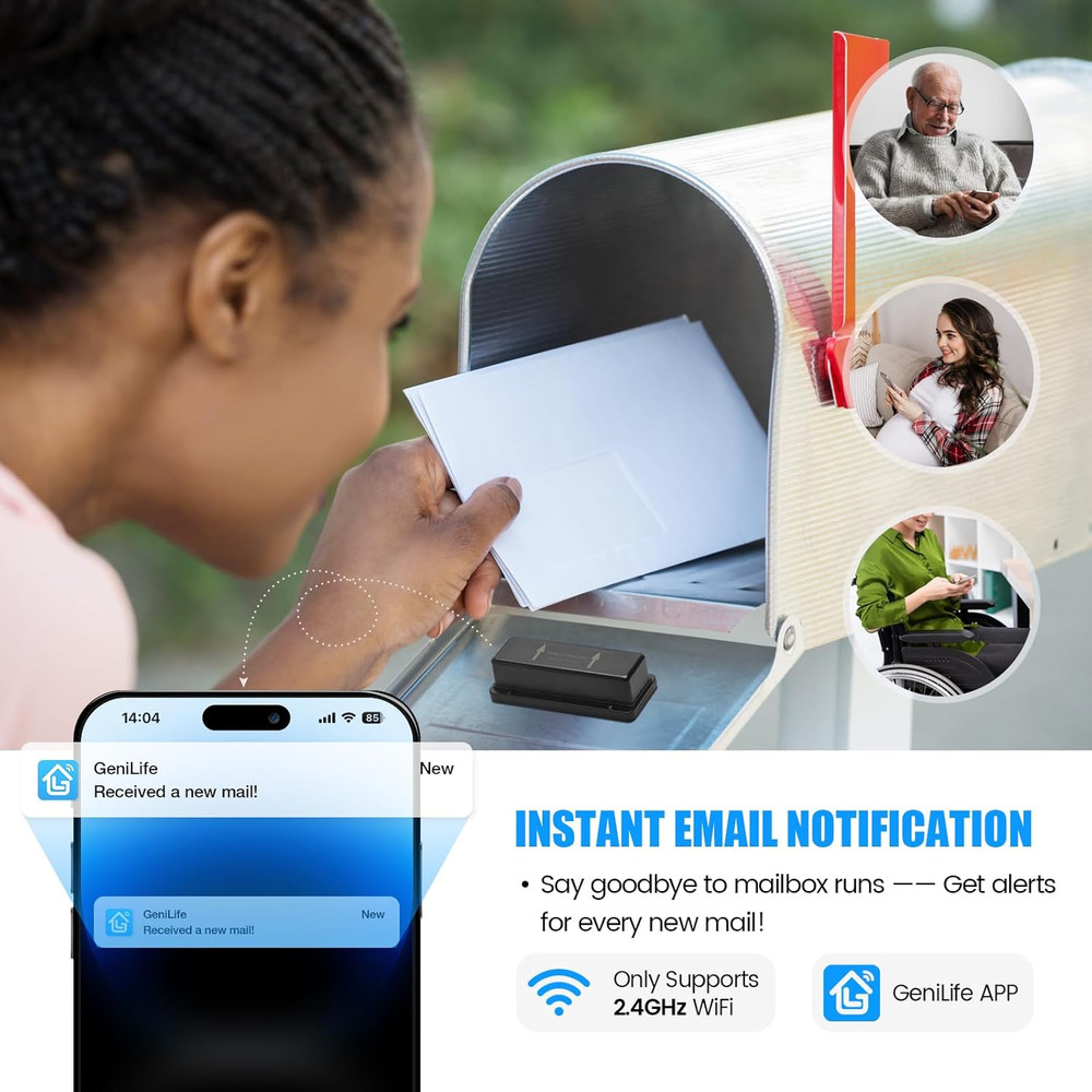 WiFi Mailbox Alert 300ft Wireless Mailbox Alert for Delivered Mail with