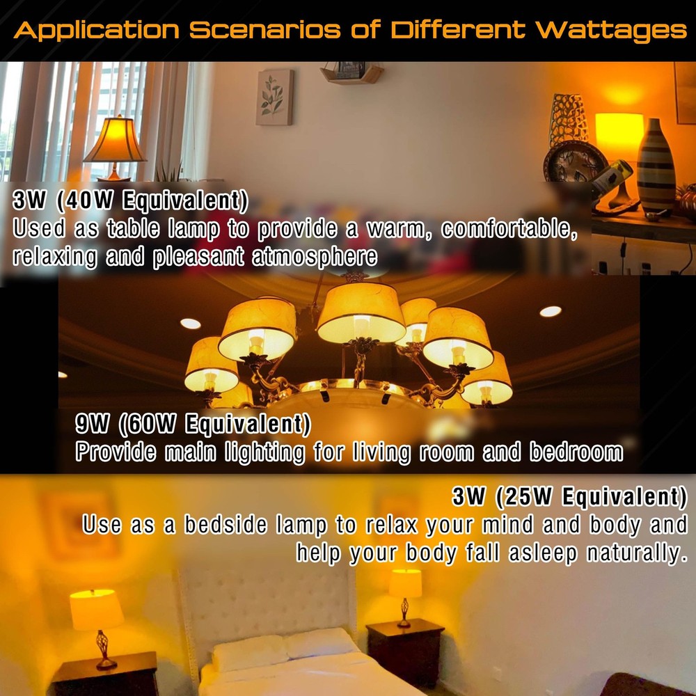 Amber Sleep Light Bulb, Blue Light Blocking, 1800K Warm Light Bulb 25-40W Equ...