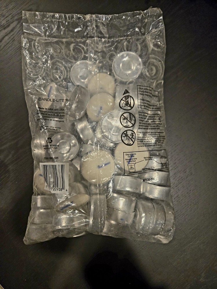 CANDLE-LITE 50 COUNT TEA LIGHTS MULTIPURPOSE UNSCENTED - NEW Unopened Bag