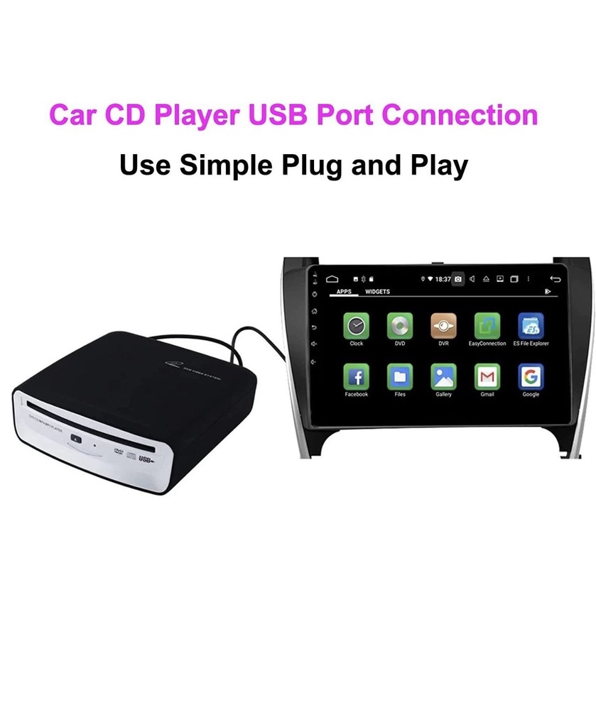 BDYING External Car Universal CD Player Machine, Vehicle blackwhite
