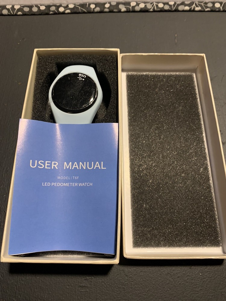 LED Pedometer Watch Light Blue New In Box