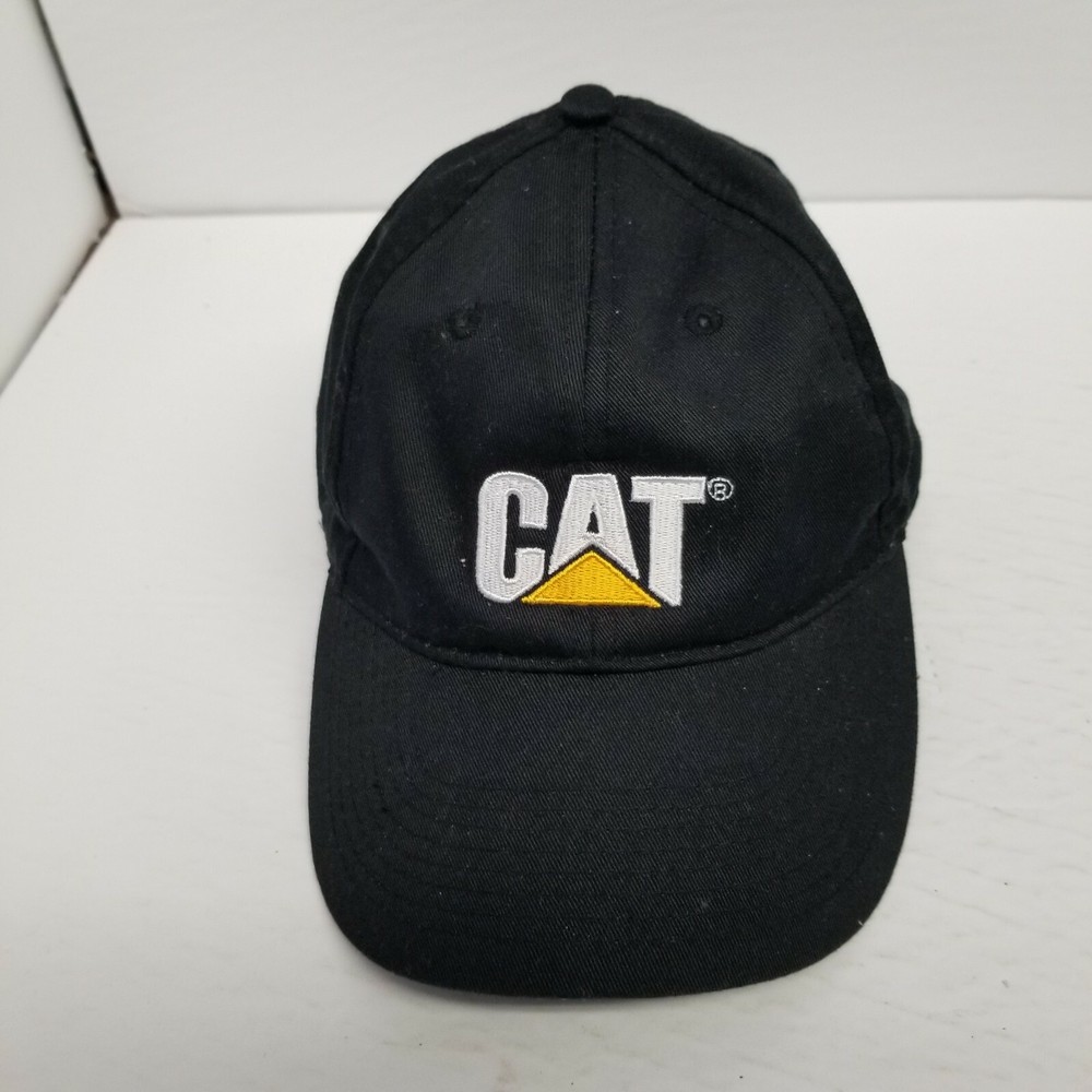 CAT Caterpillar Adjustable Strapback Black Hat, Construction Equipment