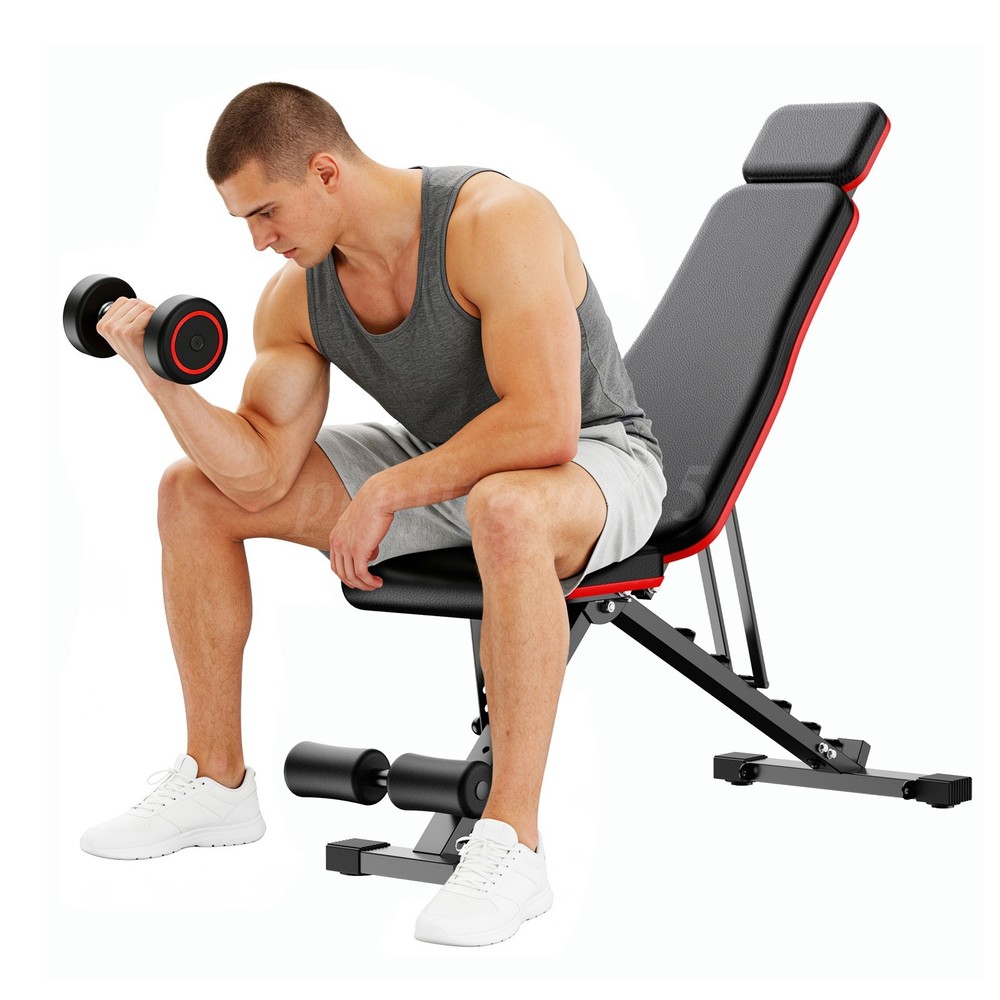 Adjustable Foldable Exercise Weight Bench Workout Bench Gym With Resistance Band