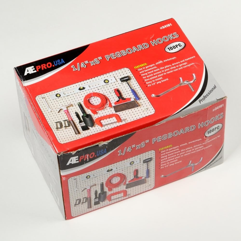 [100 Pack] 6" Pegboard Hooks, Tool Organization Shelving Hooks for 1/4" Pegboard