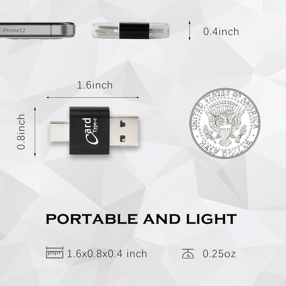 Versatile 2-Pack Card Reader: Quickly Transfer Micro SD to USB & USB-C Devices