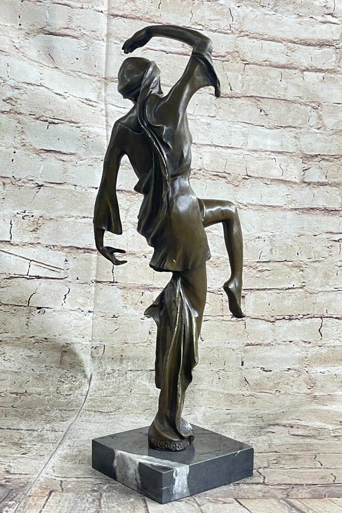 Handmade Signed D.H.Chiparus, Bronze Statue Dancer Bronze Sculpture `Testris`