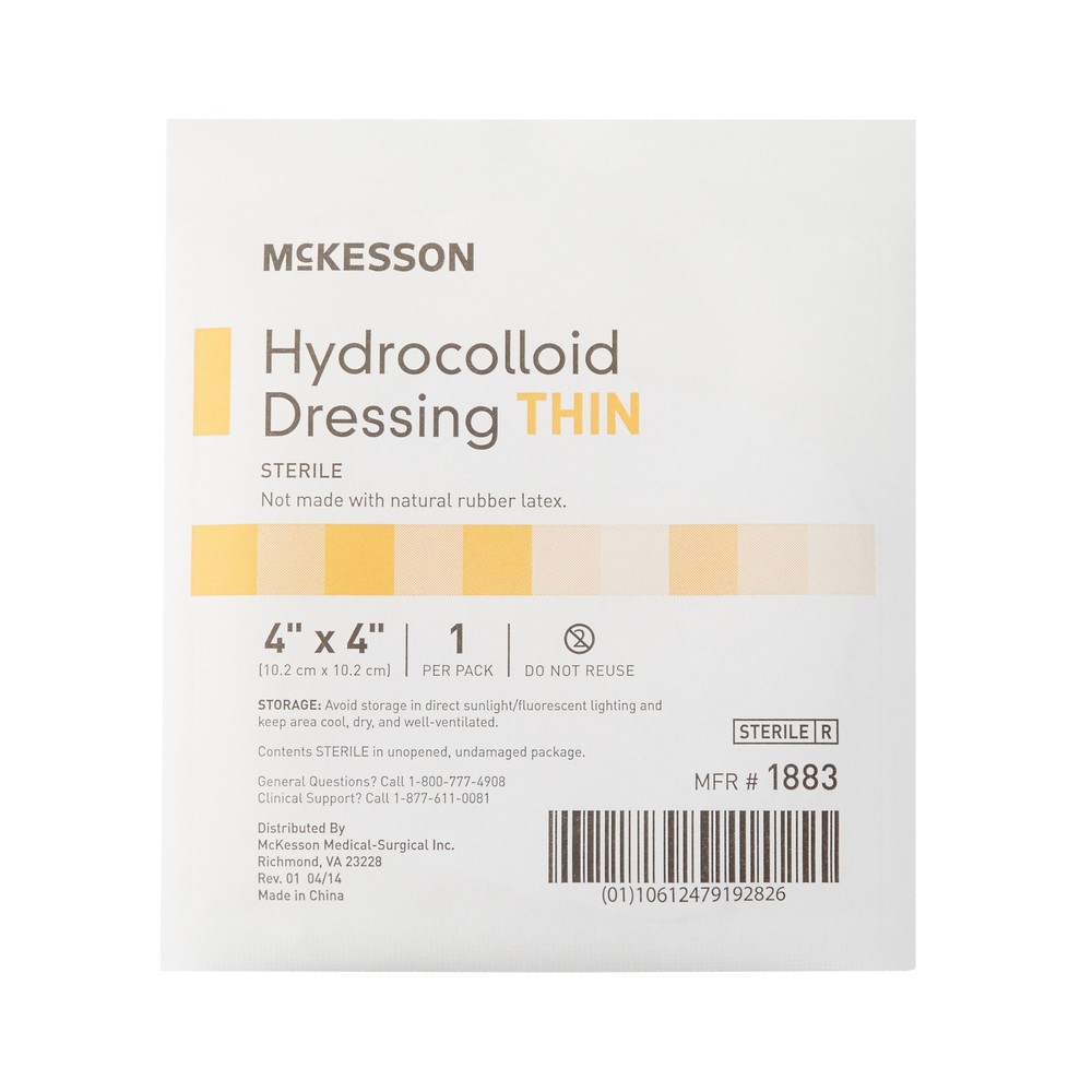 McKesson Thin Hydrocolloid Dressing 4 x 4" Square Thin 1883 10 per Box