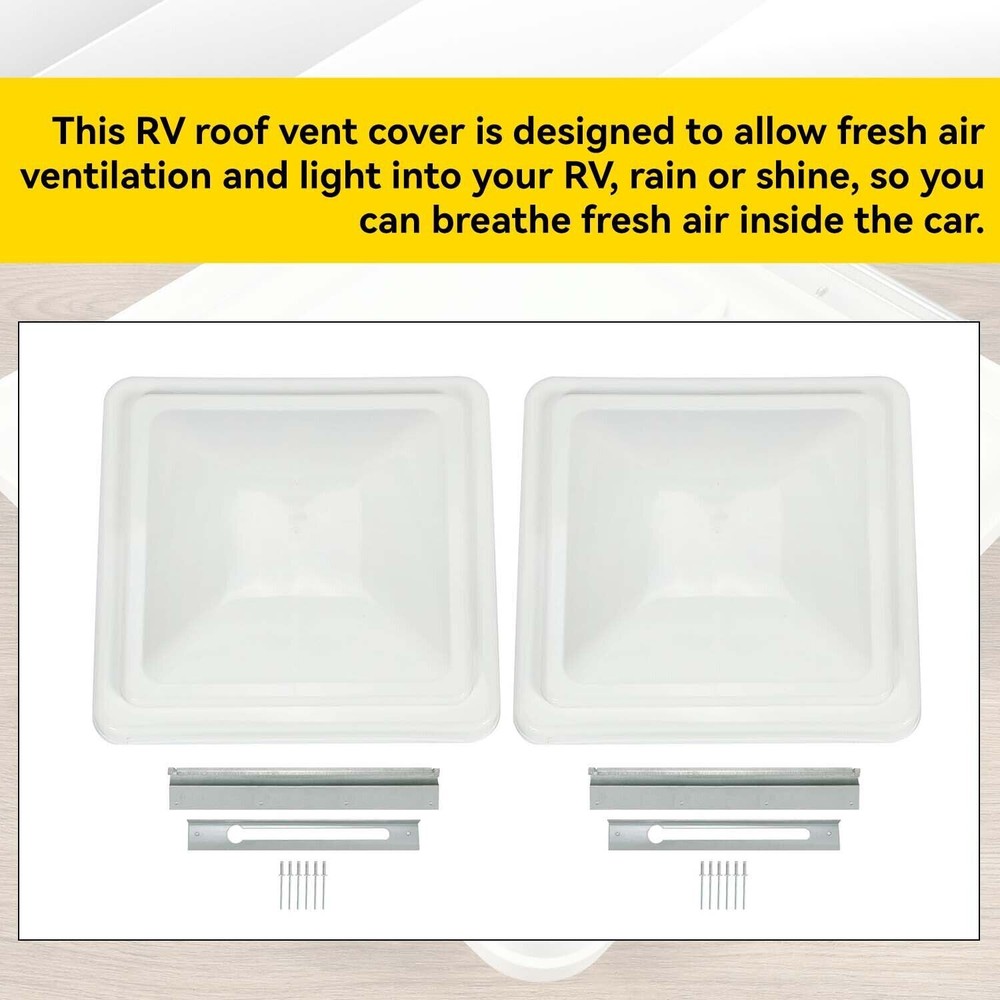 2 Pack RV Vent Covers Camper Roof Replacement Trailer Ventline White 14" x 14"