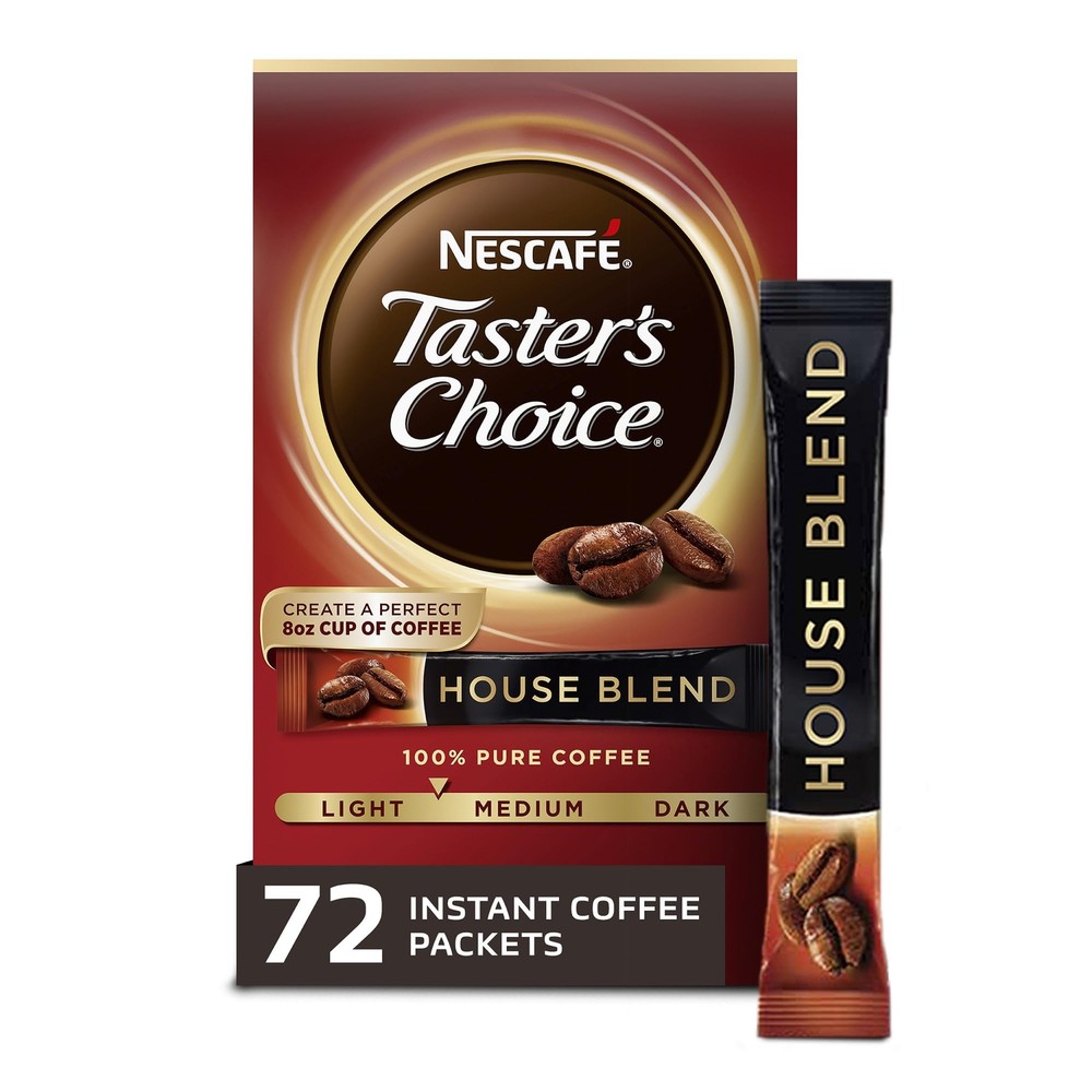 NESCAFE Taster's Choice, House Blend Light Medium Roast Instant Coffee, 12 boxes