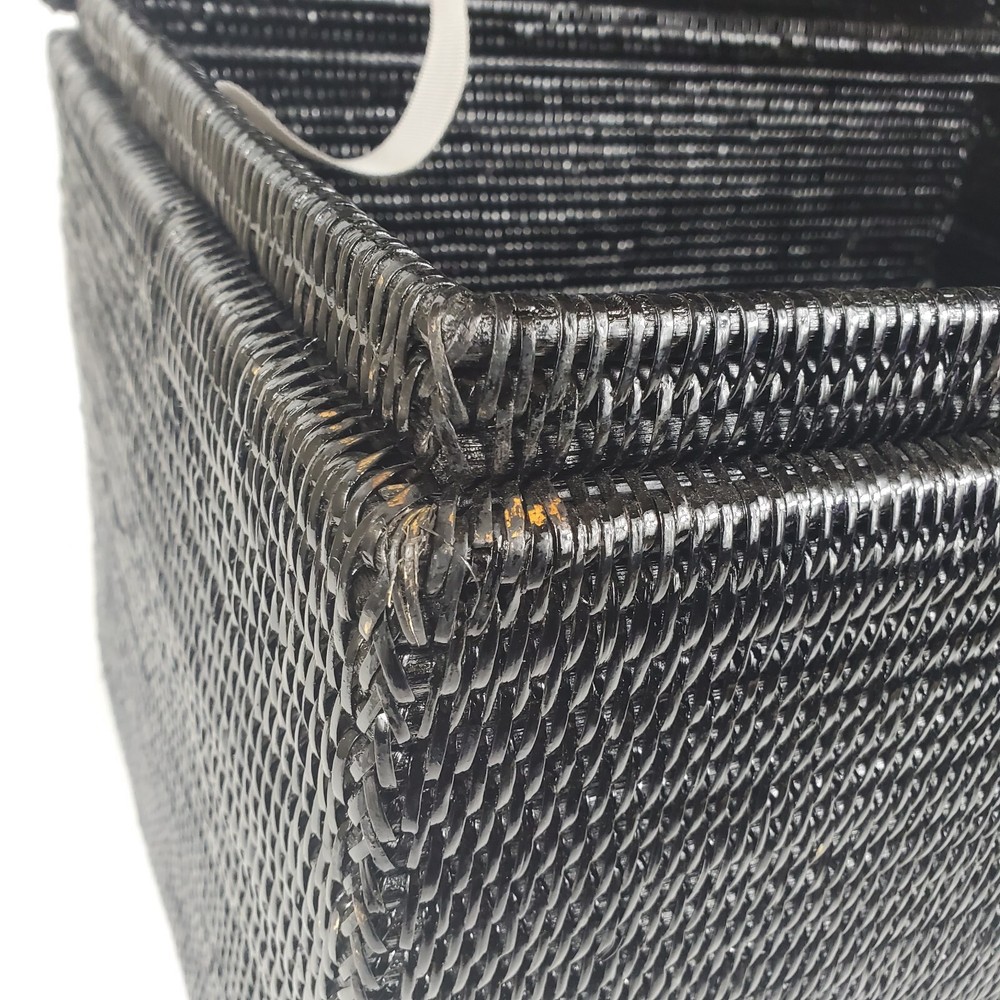 Pottery Barn Artifacts Rattan Rectangular Hinged Chest/Trunk 23x17x17 Black Read