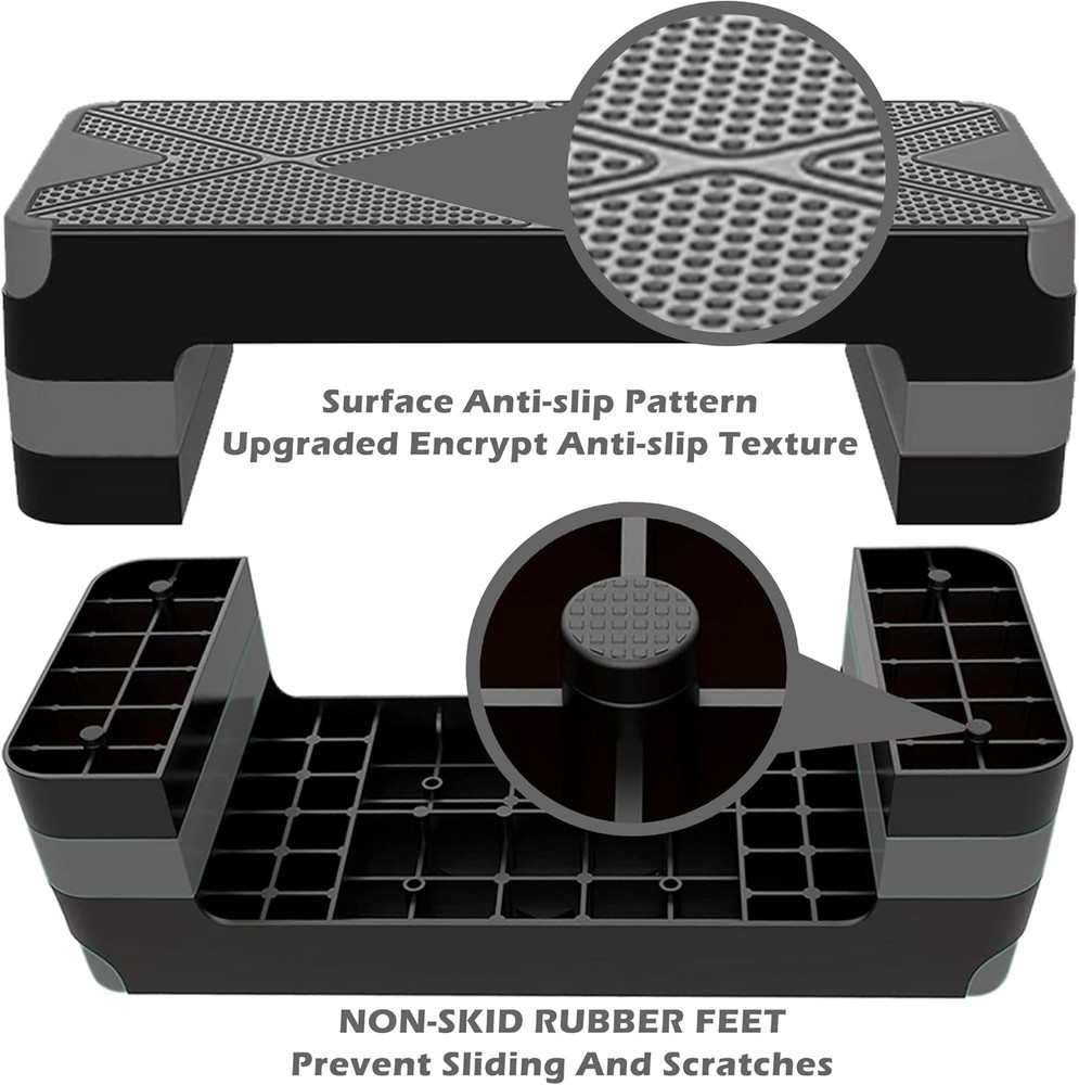 Adjustable Aerobic Exercise Step- Workout Step Platform, 26.5" Step Deck with 4"
