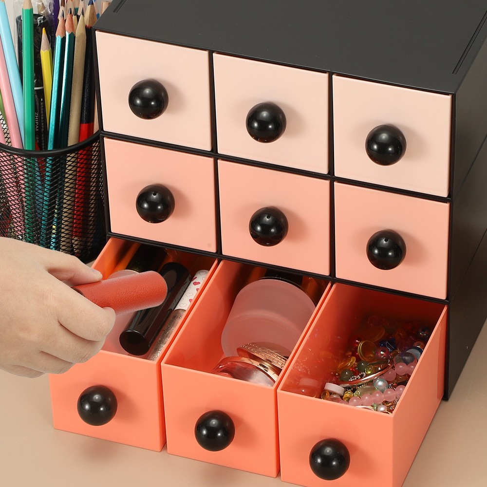 Stackable Drawer with 3 Drawers, Bathroom Storage Organizer, Pink