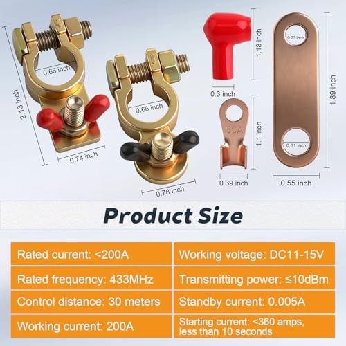 Remote Battery Disconnect Switch 12V, 200A Remote Control Battery Kill Switch,