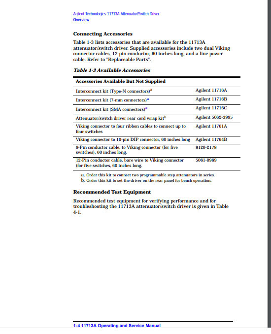 Agilent 11713A Attenuator/Switch Driver Operating and Service Manual