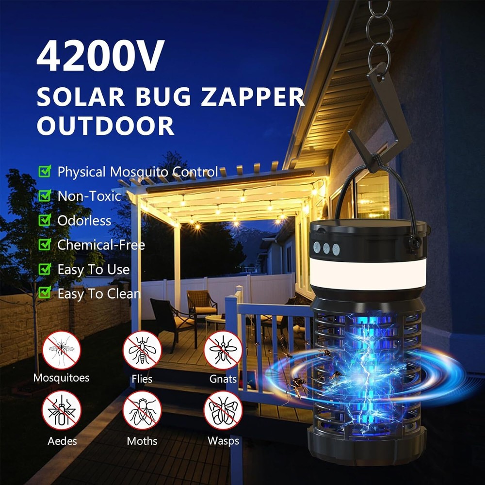 iooo Solar Bug Zapper Outdoor BK-22 - Black