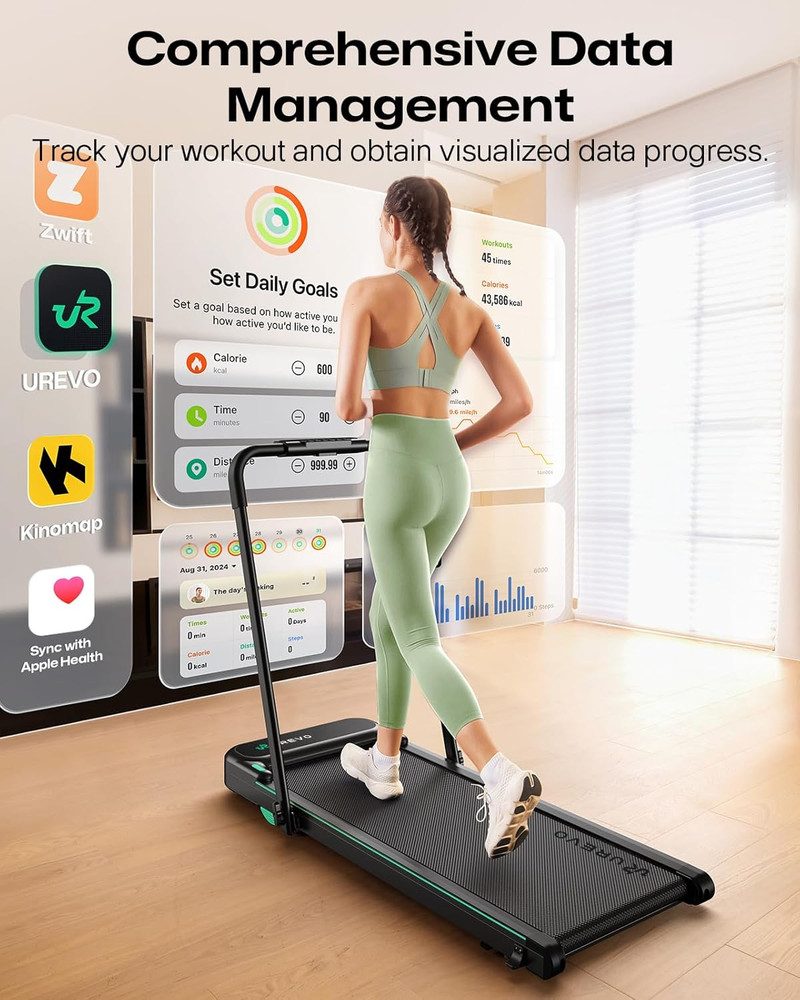 Strol 2E Smart 2-In-1 Folding Treadmill, Compact Walking Pad with Safety Handle,