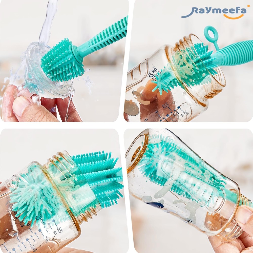 Double Sided Cleaning Brush,Soft Kitchen Scrub Brush,Reusable Silicone Bottle...
