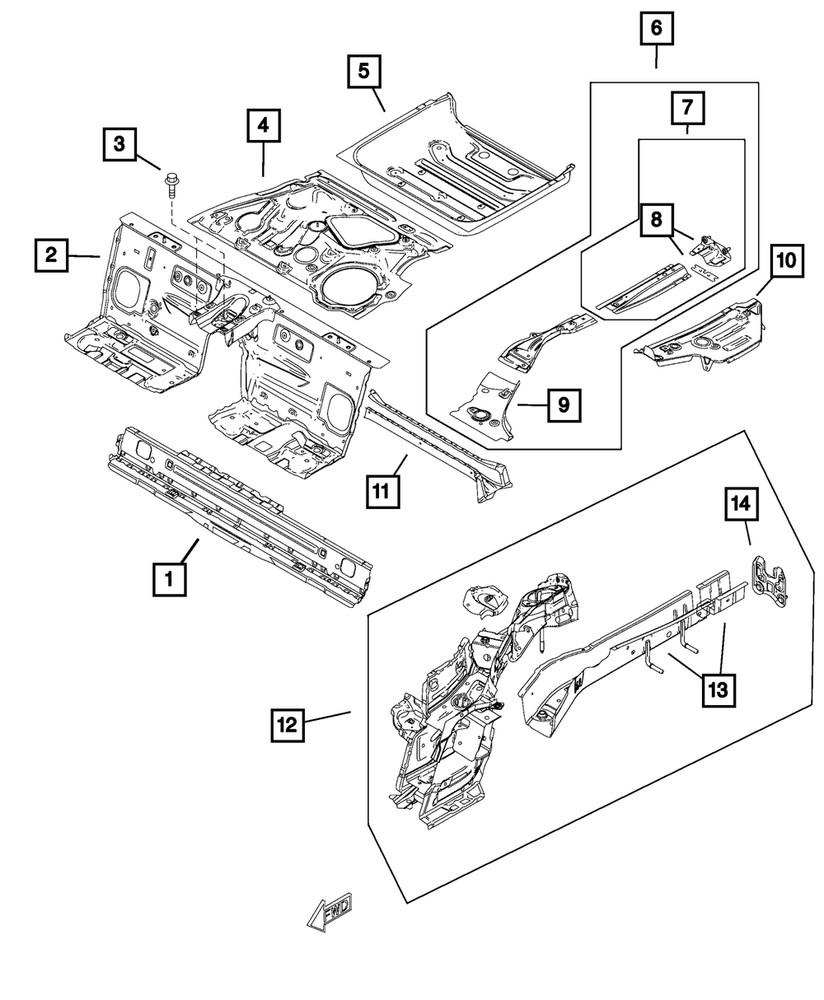 Genuine Mopar Upper Frame Rail Panel Left 68314178AA