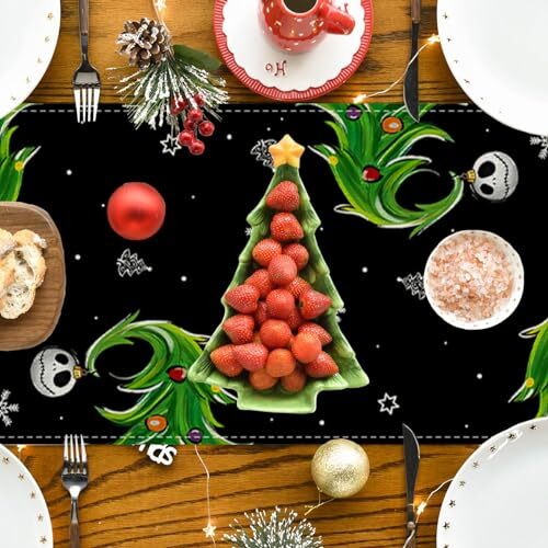 Christmas Table Runner Halloween Tablecloth Christmas Nightmare Before Decor