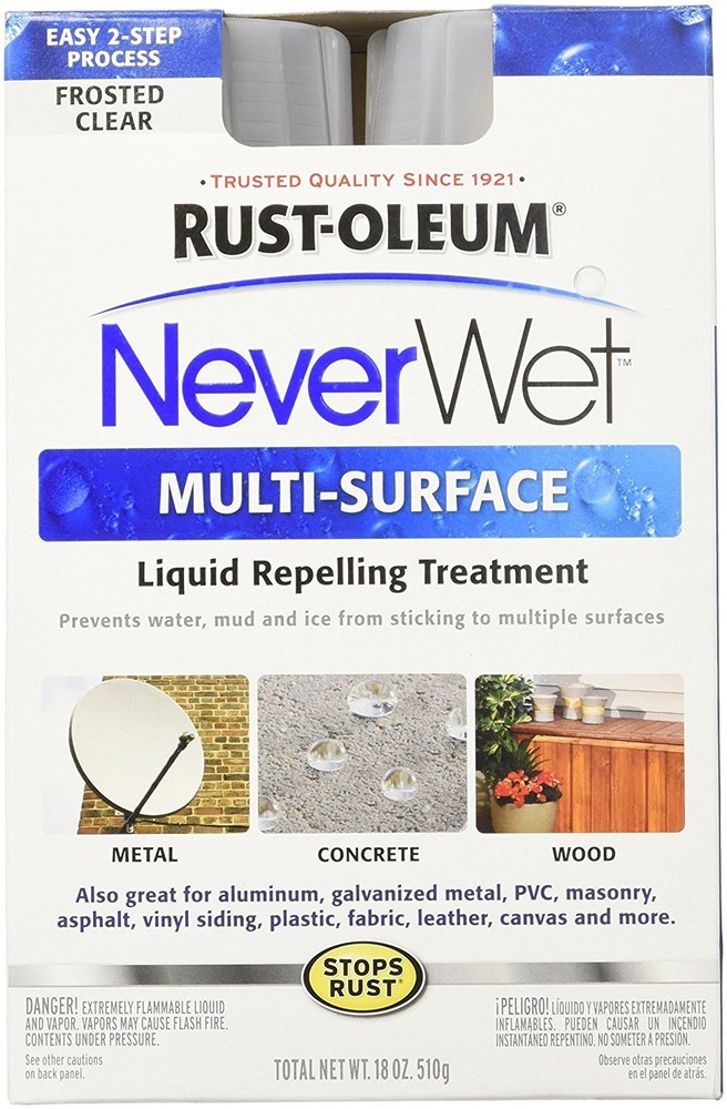 RUSTOLEUM NEVER WET MULTI-SURFACE KIT 2- 9 oz Cans/ 18 oz CLEAR/GRAY/WHITE