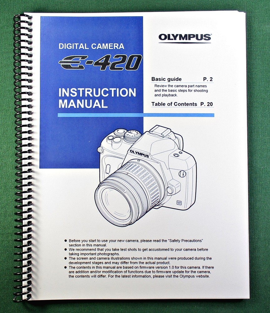 Olympus E-420 Instruction Manual: 140 Pages & Protective Covers!