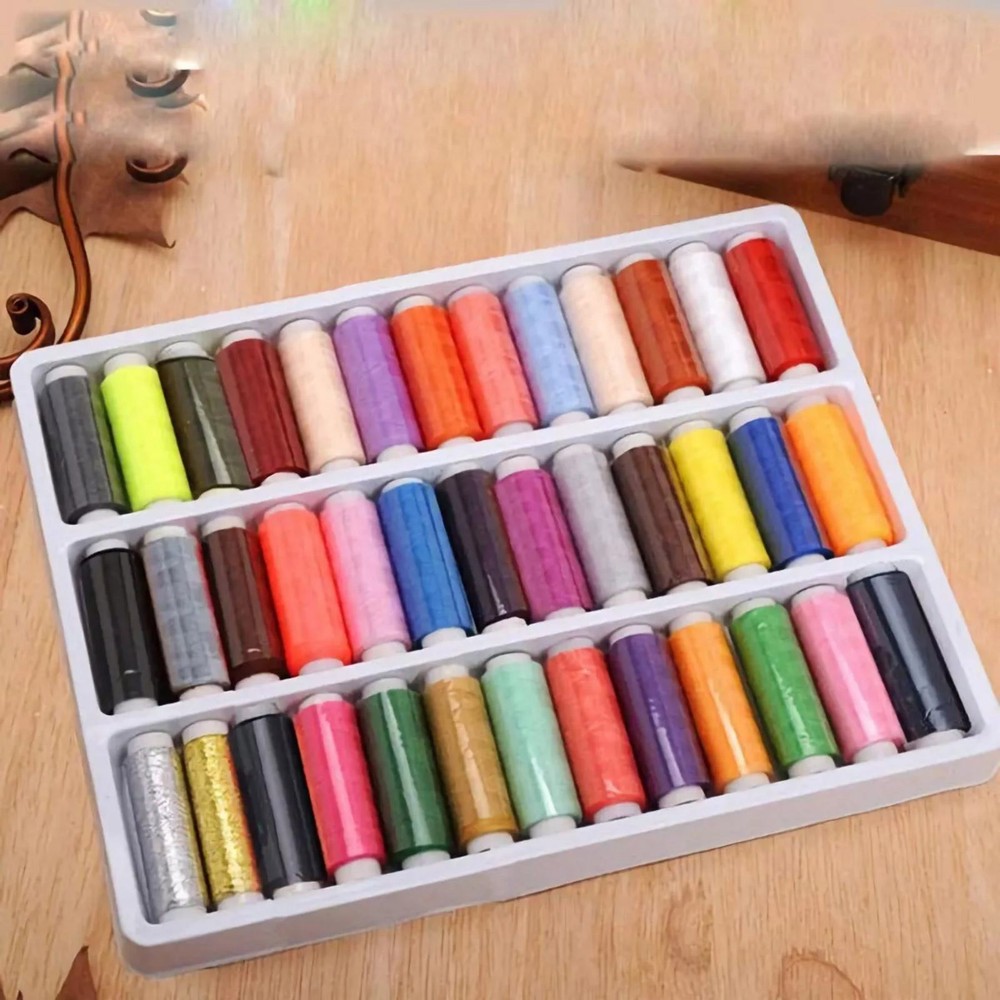 39Pcs Colored Sewing Thread Set Mixed Colors Polyester Spool 250 Yards/Axis