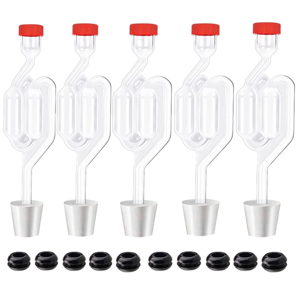 Zazolyne 5ct. S - Shape Airlock with # 6 Stopper 5pcs & Grommets 10pcs,Bubble...