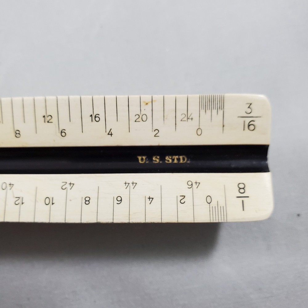 Faber Castell Triangular Engineering Ruler w/ Green Box 883/72 Germany Vintage