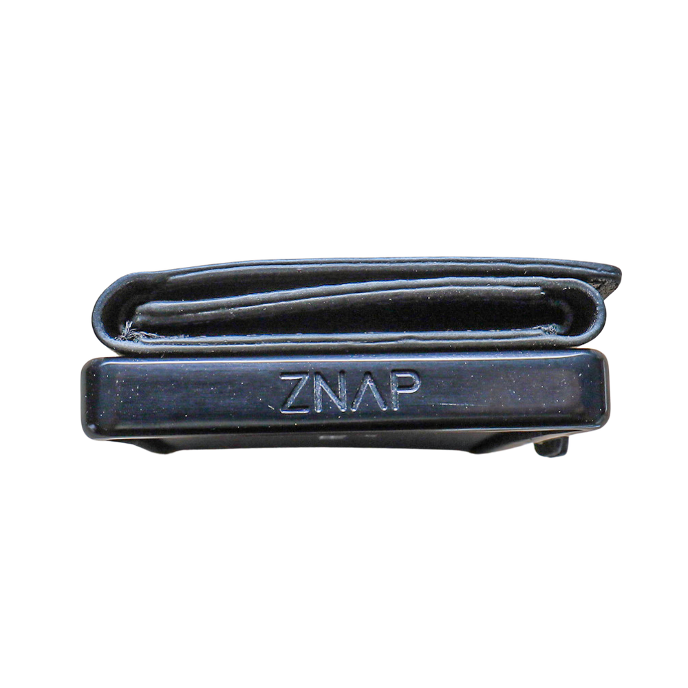 RFID Blocking Slim Solid Leather Aluminum Wallet - ZNAP by slimpuro (Black)