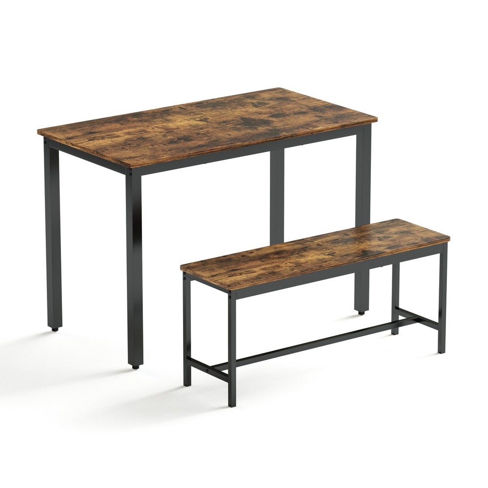 Dining Table Set, Bar Table with 2 Dining Benches, Kitchen Table Counter with