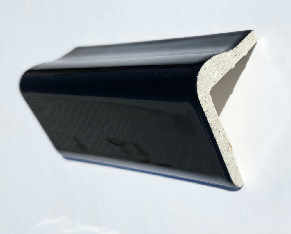 Glossy Black V Cap Ceramic Tile Countertop