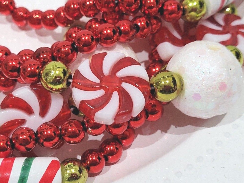 12FT Christmas Gingerbread Peppermint Candy Cane Red White Plastic Garland