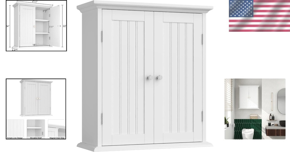 Compact White Medicine Cabinet - Customizable Storage for Elegant Bathrooms
