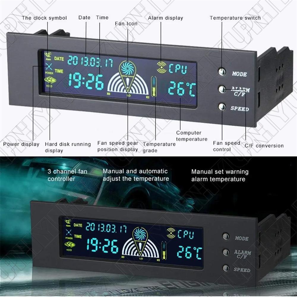 5.25'' 12V PC Computer Fan Controller 3 Fan Speed Controller Front Panel For PC