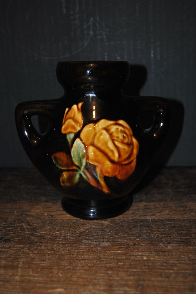 Mccoy Olympia Handled Vase With Roses