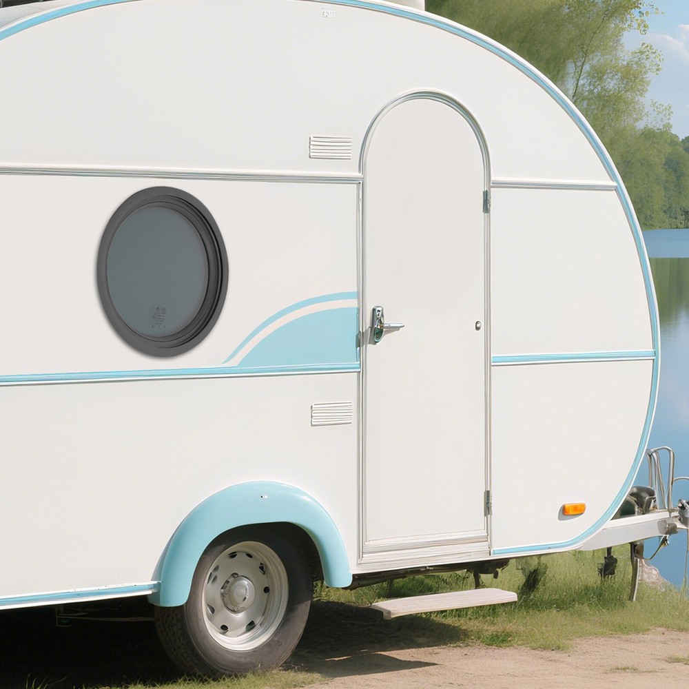Campers Vent Round Fixed RV Window Cargo Vertical Trailer Window w/ Trim Ring