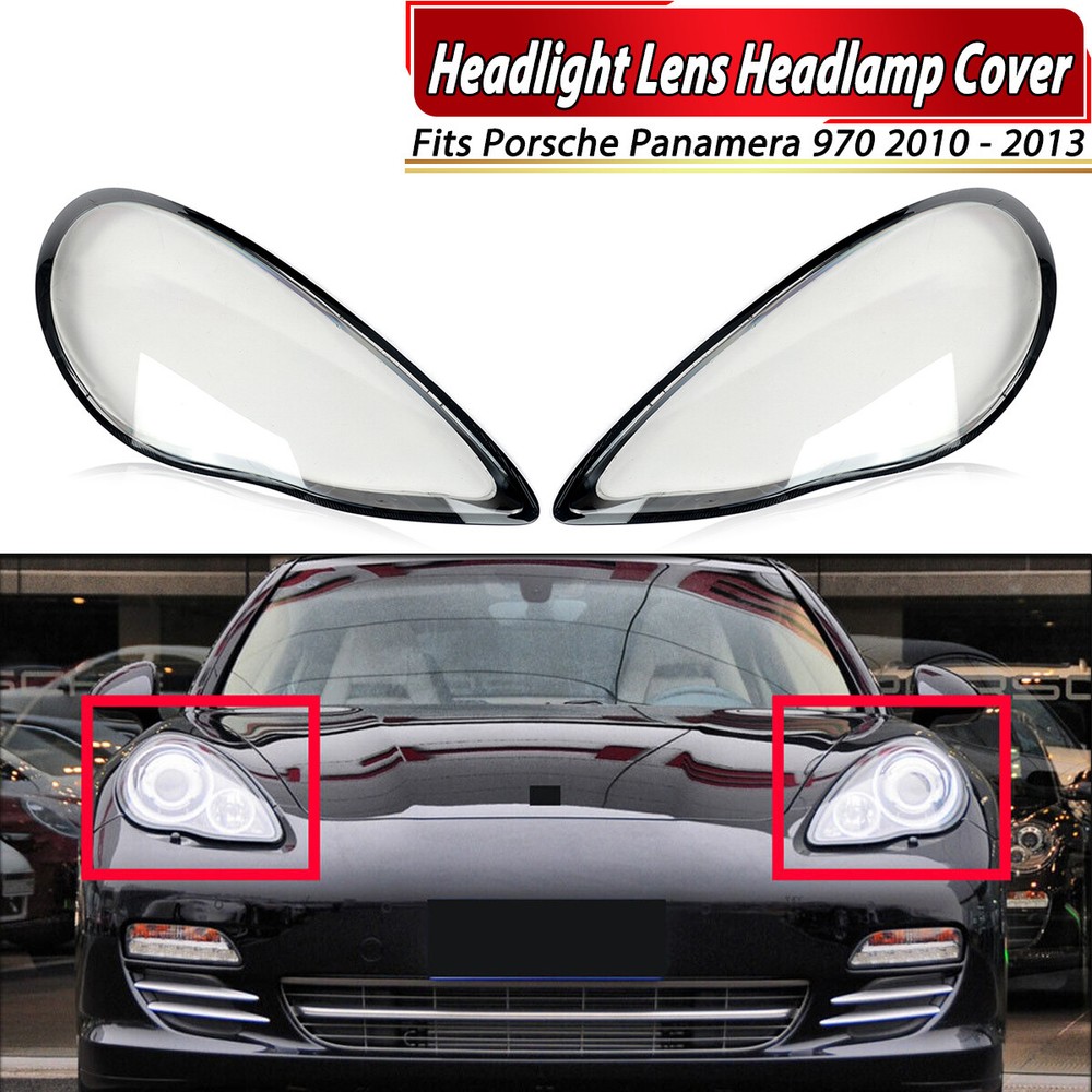 LH+RH Front Headlight Lens Replacement Shell For Porsche Panamera 970 2010-2013