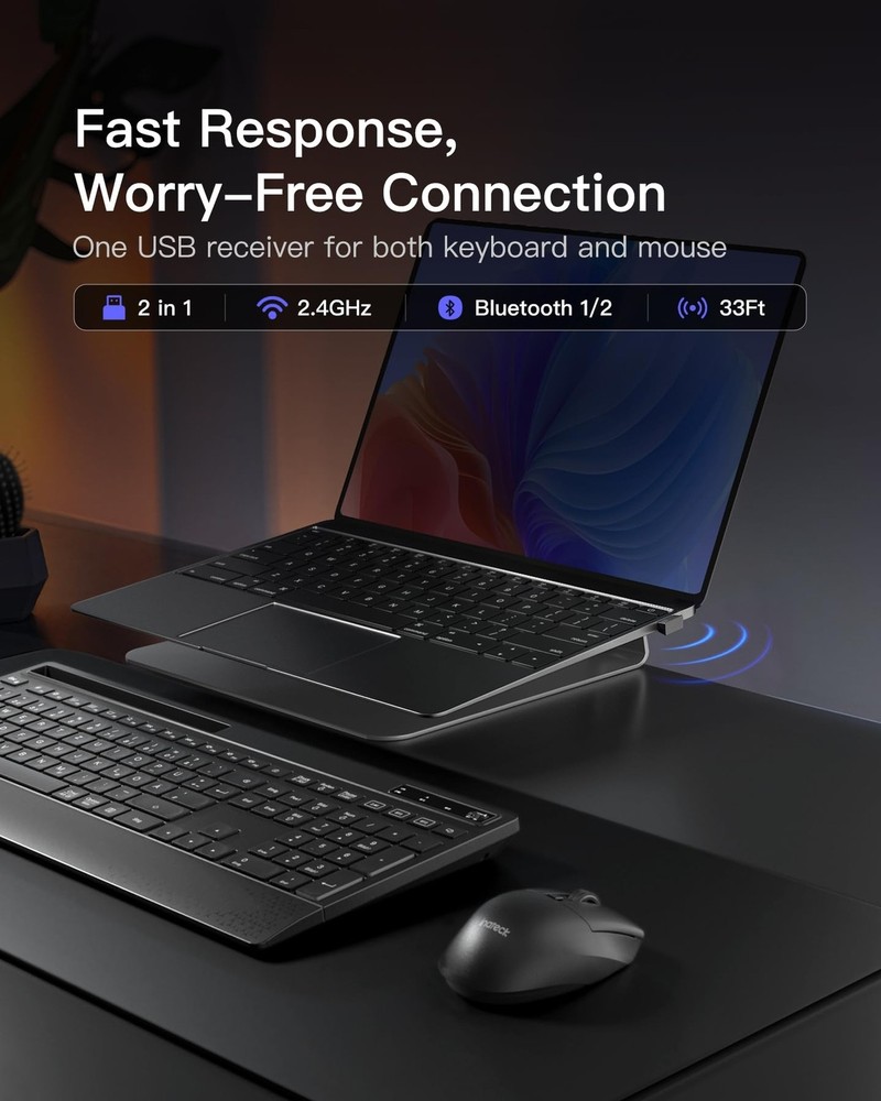 Inateck Wireless Keyboard and Mouse Combo, Full-Size Keyboard with Wrist Rest...