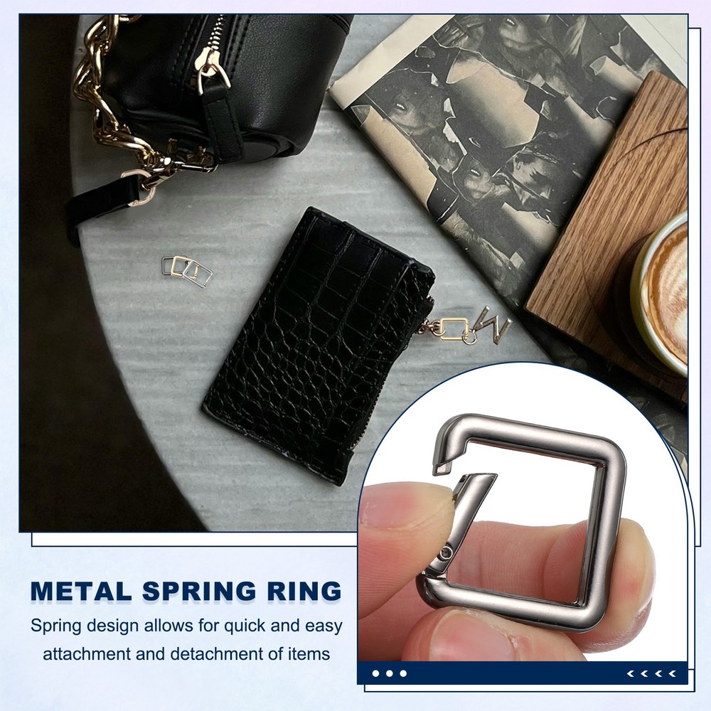 10 Pcs 27mm Square Shaped Spring Snap Keychain Clip for Purses Black