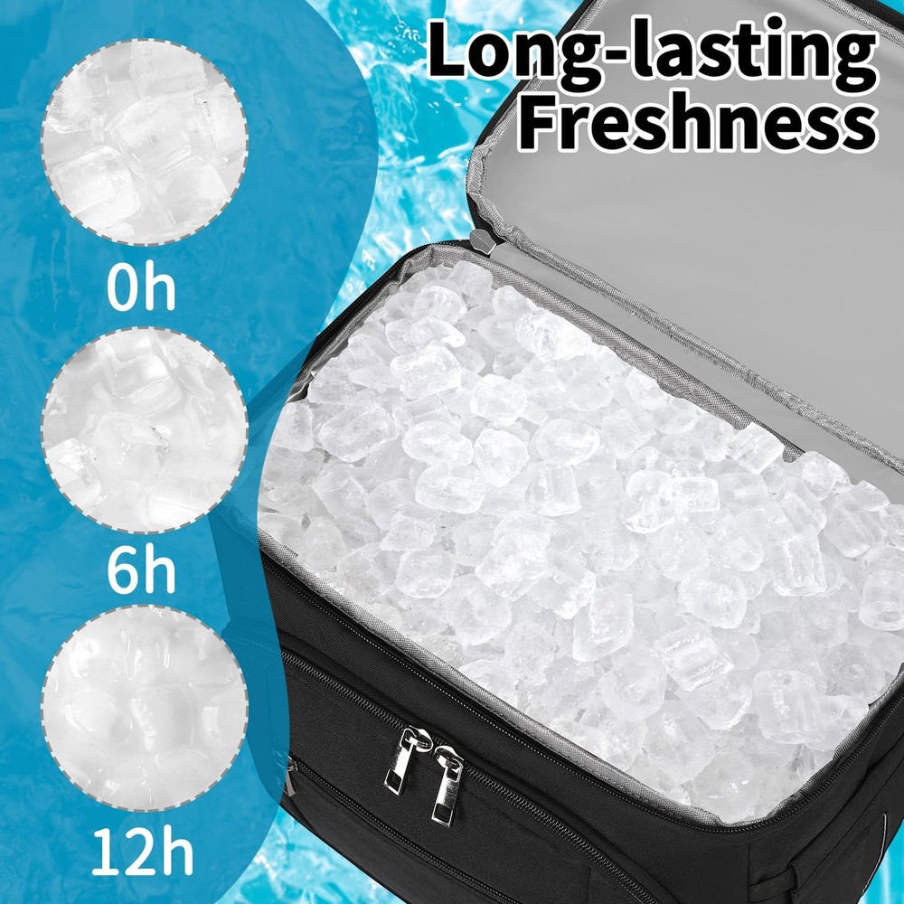 Cooler Backpack,30 Cans Insulated Backpack Cooler Leakproof Double Deck Cooler B