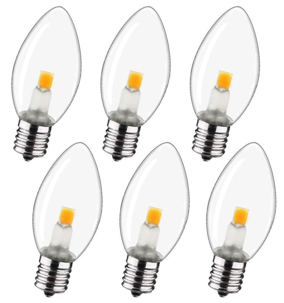 Night Light Bulb – C7 E12 LED Bulbs – Candelabra, 0.6 Watt Equivalent 7W -6 Pack