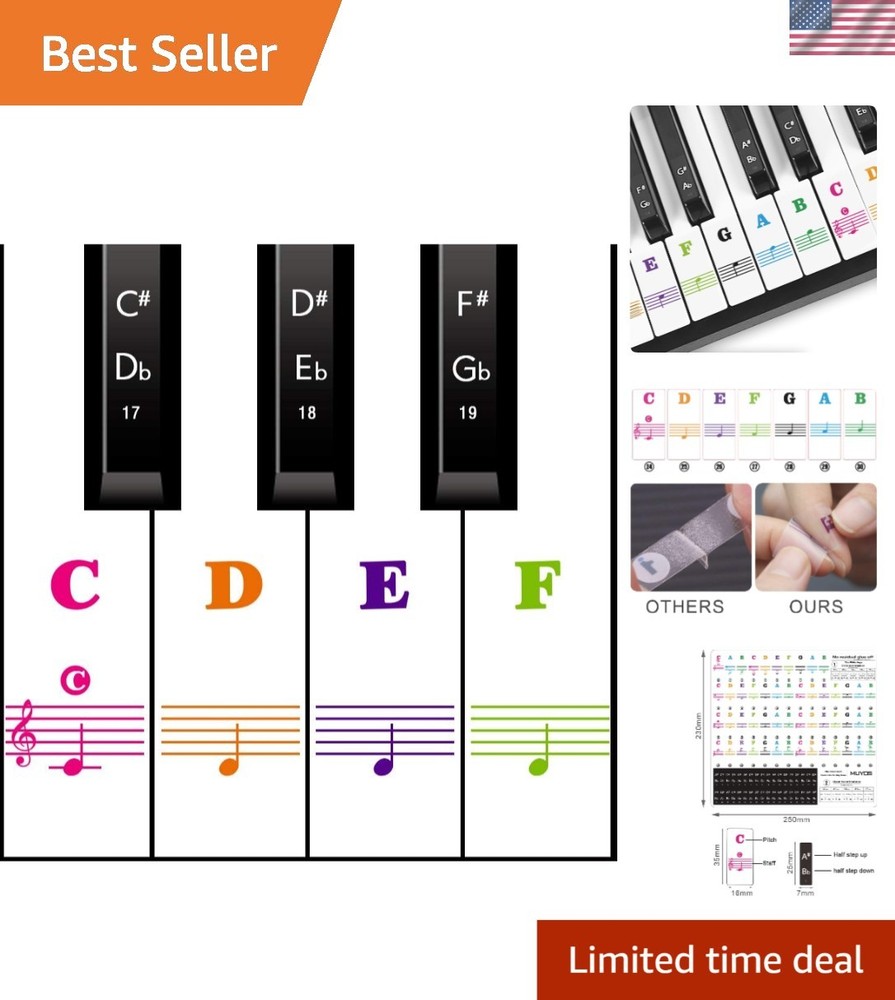 Protective Silicone Piano Stickers - Reusable Note Labels for Easy Practice