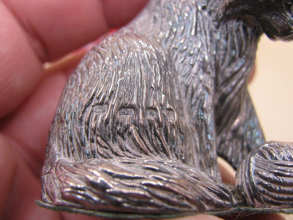 Birmingham 2004 Hallmarked Filled Sterling Silver Cat / Kitten Statue