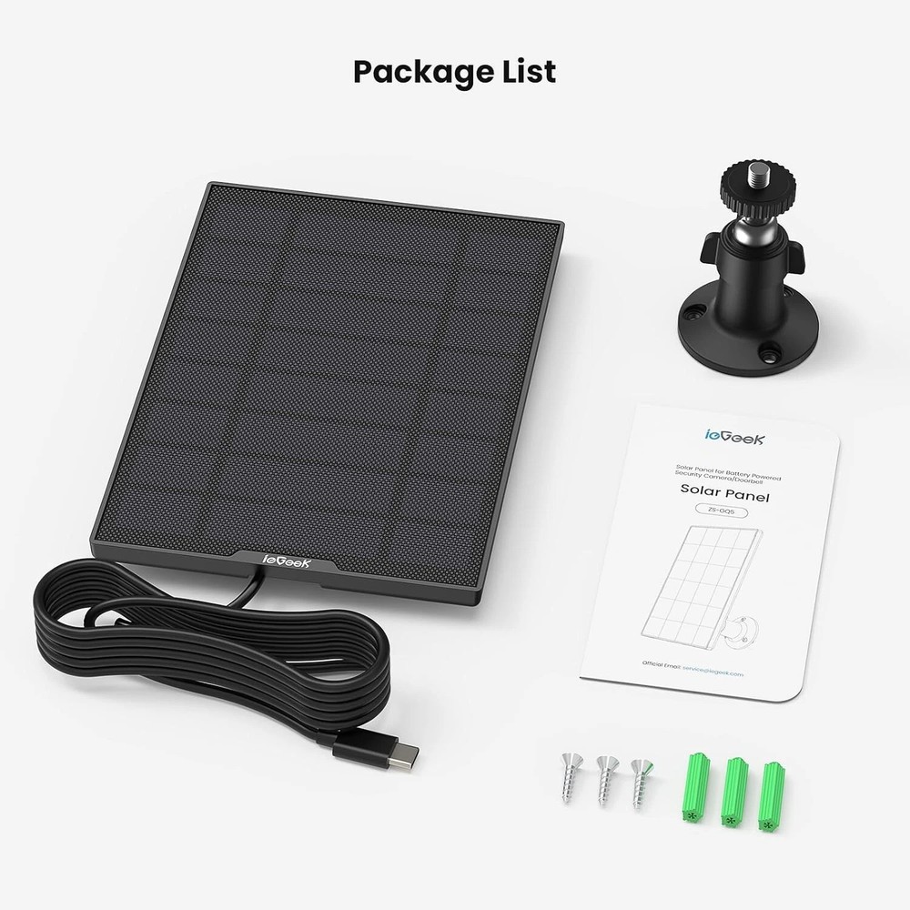 Solar Panel for Wireless Outdoor Security Camera,with DC 5V 3W Type C,No Camera