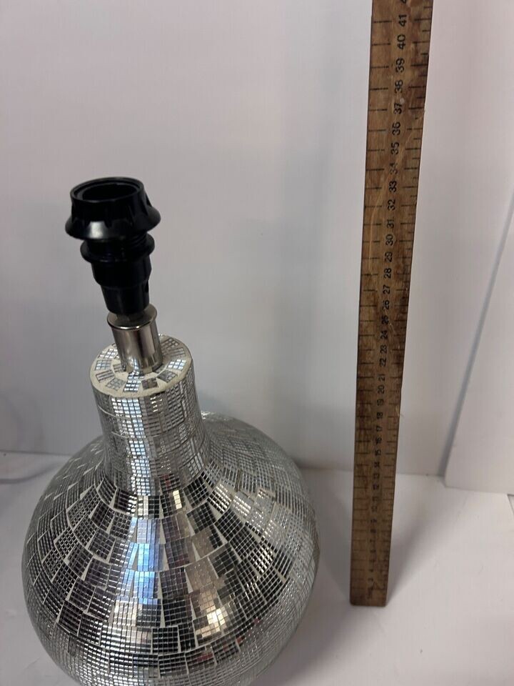 Silver Coloured Metallic Shiny Table Lamp 38cms Modern TJX Ltd Light Lighting