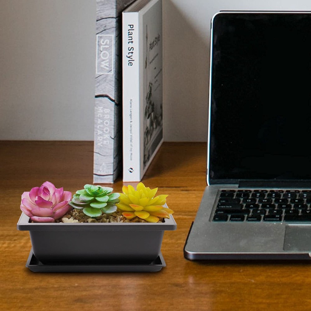 25 PCS 6.5 Inch Plastic Bonsai Training PotsThicken Rectangular Plastic Growi...